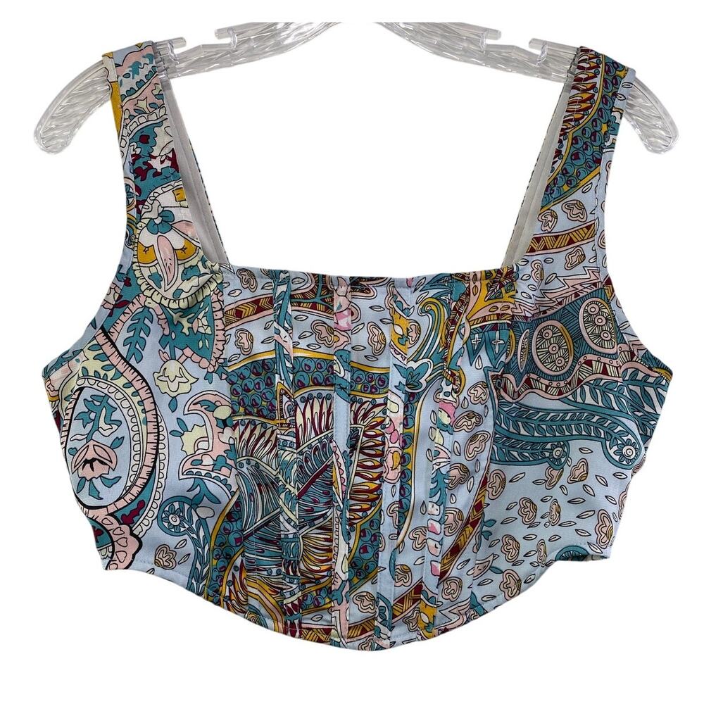 Corset Crop Top‎ Missguided Floral Paisley Size 6 Coquette Fairycore Renaissance